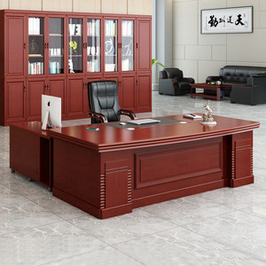 Escritorio Ejecutivo Moderno con Gabinete de Almacenamiento, Mueble de Oficina de Tablero de Melamina para Espacio de Trabajo de Jefe o Gerente - Product Image 1