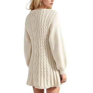 Nuovi Arrivi 2026: Abito Mini in Maglia a Trecce da Donna, Casual, a Maniche Lunghe, Vestito Lavorato a Maglia a Trapezio per Autunno Inverno - Product Image 4