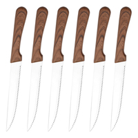 Lot de 6 couteaux à steak avec manche en PP et lame en acier inoxydable, logo personnalisé/OEM, bas quantité minimale de commande, excellent prix pour une utilisation multi-scènes