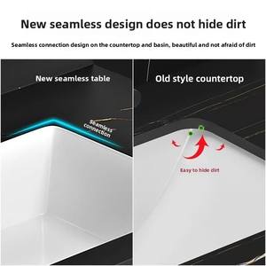 Meuble-Lavabo Mural de Luxe Moderne avec Miroir et Vasque en Marbre et Céramique Frittée Légère pour Hôtel et Salle de Bain - Product Image 6