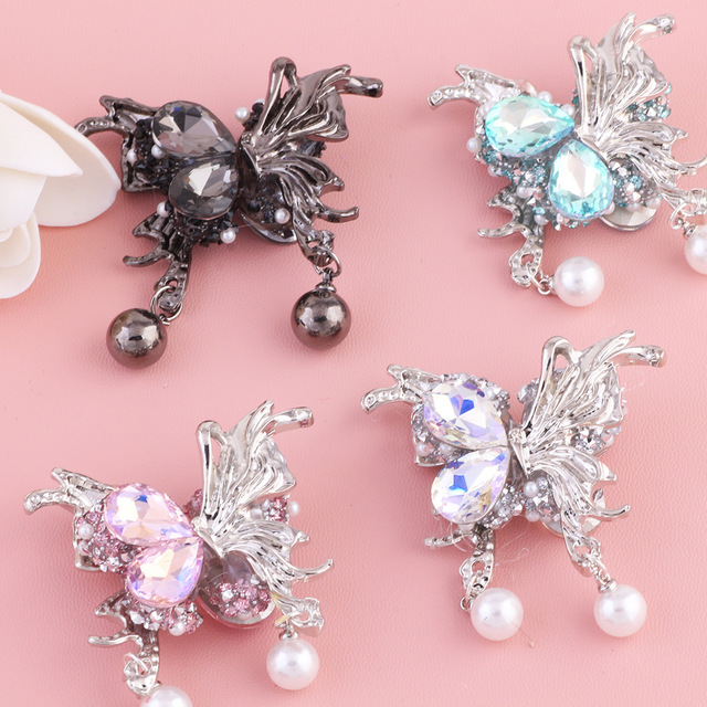 Heavy-duty Electroplated Alloy butterfly Beads Zircon Pearl D-shaped Diamond Ball Straight Hole Beads DIY Phone Chain Keychain