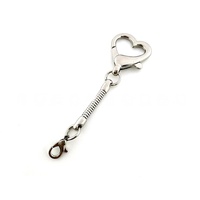 Mousqueton en forme de cœur chromé pour porte-clés, crochet de serrage, connecteur de chaîne serpent pour la fabrication de bijoux et accessoires