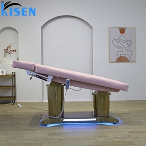 Fauteuil d'examen médical, de tatouage, de spa, de massage, de beauté cosmétique, de soin du visage, électrique rose KISEN à 3/4 moteurs, inclinable et esthétique - Product Image 4