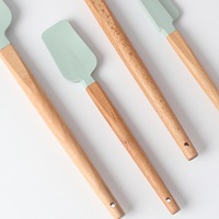 Spatule en silicone avec manche en bois, spatule de qualité alimentaire, grattoir pour gâteau, crème, beurre, mélange, cuisson à domicile