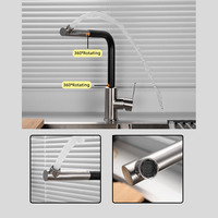 Mélangeur de cuisine rotatif à 720 degrés Robinet d'eau monotrou en acier inoxydable 304 Robinets de cuisine pour bain chaud et froid