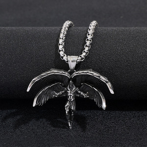 Yunnique Collar con colgante de ángel de cuatro alas, alas geométricas de plata tibetana, accesorio de moda unisex - Product Image 2