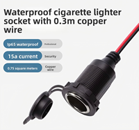 Prise allume-cigare 12V à monter sur panneau avec cache anti-poussière, câble pré-câblé rouge et noir pour camping-car, bateau, camion, prise de courant automobile
