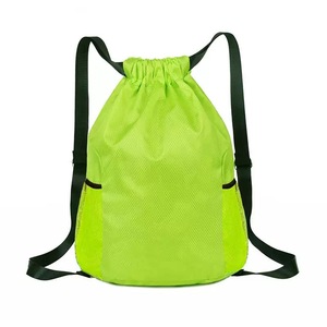 Sac à dos à cordon avec poche avant zippée, sac à dos Ripstop à cordon de serrage, poches latérales en maille, bretelles réglables, léger et décontracté - Product Image 6