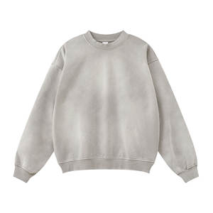 เสื้อสเวตเตอร์ของผู้ชายสำหรับซัก370GSM รุนแรงเสื้อสเวตเชิ้ตแบบสวมหัวคอกลมสไตล์ฝรั่งเศสเทอร์รี่สีเรียบกำหนดโลโก้ได้ตามต้องการ - Product Image 3