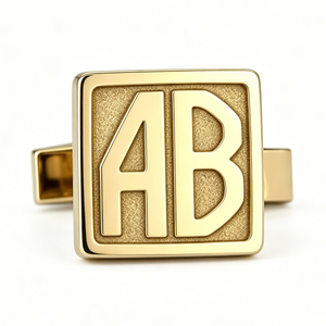 Custom Engraved <b>Initials</b> Gold Plated Zinc Alloy Square Engagement <b>Cufflinks</b> Luxury Personalized Alphabet Letter Formal Shirt - Product Image 6