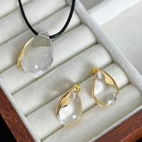 Bijoux minimalistes à la mode collier pendentif en forme de larme en cristal blanc Transparent avec personnalisation de longueur réglable pour les femmes