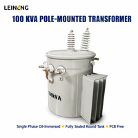 Transformateur monophasé monté sur poteau LEINENG pour ligne aérienne d'entreprennements publics 25-100 kVA 13,2 kV 240/480 V immergé dans l'huile, prêt pour CSP