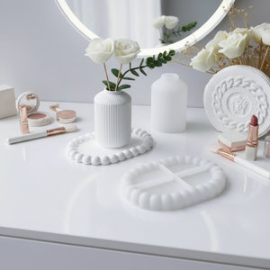 2pcs Vase+<strong>Tray</strong> Kit Silicone Mold Plaster Gypsum Form Mould Stripe Bubble <strong>Candle</strong> Holder Storage <strong>Tray</strong> Diy Round Epoxy Resin Molds - Product Image 2