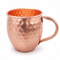Vente en gros de tasses à Moscow Mule en acier inoxydable plaqué cuivre, 18 oz, avec poignée, verre à cocktail adapté aux rassemblements familiaux