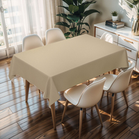 Nappe carrée en PVC beige RNPT à motifs, réutilisable et lavable, pour jardin, terrasse, nappe en Peva