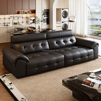 112162 Quanu Canapé de luxe en cuir véritable pleine fleur, design doux et capitonné, 3 places pour salon, vente en gros
