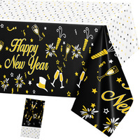 Nappe jetable en plastique MM Happy New Year pour le réveillon du Nouvel An, fête du compte à rebours, décorations de célébration, usine