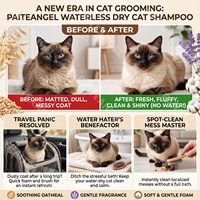 Shampooing sans eau pour chat 300ml Mousse nettoyante sans rinçage Soin de la peau Hypoallergénique à base de plantes Apaisant à l'avoine Marque privée