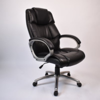Chaise de bureau pivotante ergonomique avec support lombaire, en cuir PVC noir, chaise de direction, chaise de patron