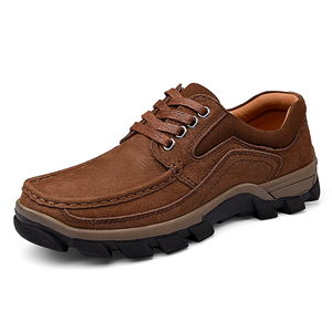 Mocassins pour hommes en cuir de vache véritable faits à la main, à <span class=keywords><strong>lacets</strong></span>, bas de gamme, pour le travail en extérieur, la randonnée, le trekking et le cross-country - Product Image 6