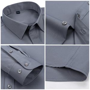 TKAN801 Camisa japonesa de color sólido estilo Hong Kong para hombre con cuello cubano de manga corta y ajuste holgado Diseño estampado de drapeado fino - Product Image 4