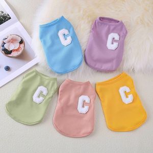 Gilet pour animaux de compagnie en polyester sans manches, motif lettre C, vêtements mignons pour chiens, rose, vert, jaune - Product Image 3