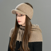 Jxwatcher Ensemble 2 pièces : Balaclava en cachemire doux tricoté avec cordon de serrage et Casquette de baseball personnalisée motif crâne pour femme, idéal pour l'hiver