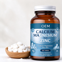 Comprimés de calcium, magnésium et zinc en marque privée OEM, 100 unités, complément alimentaire végétalien