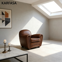 Fauteuil carré rétro en cuir vintage, style aviateur, pieds en bois, confortable, salon, chambre à coucher, salle à manger, école, fonction de refroidissement, maison