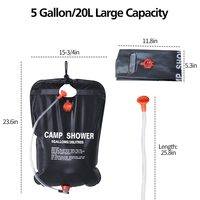 Sac de douche portable de camp de 20L/5 gallons solaires avec tuyau amovible et pommeau de douche commutable marche-arrêt pour le camping en plein air et les voyages
