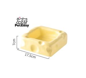 Nuova moda creativa forma di formaggio accessori per animali domestici ciotole in ceramica Anti-ribaltamento doppio uso Cat Dog <span class=keywords><strong>Bowl</strong></span> - Product Image 5