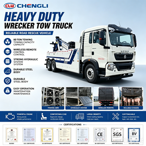 Vente directe d'usine, camion de dépannage lourd Howo 6x4, capacité de remorquage de 80 tonnes, avec télécommande sans fil, véhicule de sauvetage routier - Product Image 1