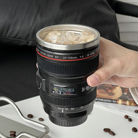 Tasses à eau et à café isothermes en acier inoxydable à double paroi, personnalisées, pour objectifs d'appareil photo reflex numérique
