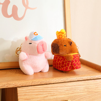 Porte-clés en peluche Capybara, petits pendentifs en peluche Capybara chef avec mini hamburgers, frites et tortues, prêts à être expédiés, cadeaux amusants et abordables