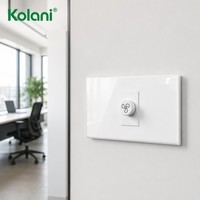 Régulateur de vitesse de ventilateur mural encastré 120 avec bouton de commande progressif et panneau PC blanc brillant, 16A 250V pour appartement et hôtel