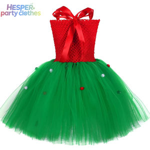 Nouvelle Collection HESPER : Robe de Soirée Fantaisie pour Enfants, Robe Tutu Vert Arbre de Noël pour Filles, Robe de Père Noël en Tulle pour Enfants, Vente en Gros - Product Image 3