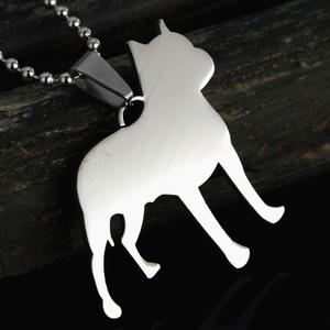 Collar con colgante de silueta de Pitbull Terrier americano de acero inoxidable BIG, adornos elegantes para perros para Pitties - Product Image 1