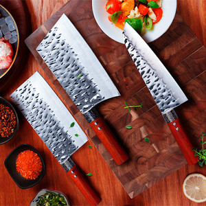 Hand-forged <b>bone</b>-chopping <b>knife</b>, high-hardness cleaver, vegetable <b>knife</b> with red pear wood <b>handle</b>, gift set, Yangjiang - Product Image 1