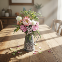 Nordischer Stil Hochwertige Künstliche Blumenarrangements im Eisentopf für Hochzeit, Heimdekoration, Weihnachten, Abschlussfeier, Muttertag
