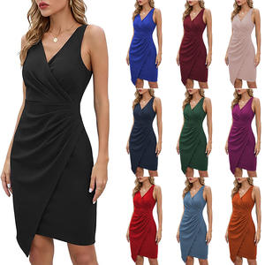 Vestido de cóctel ajustado asimétrico sin mangas con cuello en V para mujer, traje Formal de estilo corto para invitados de <span class=keywords><strong>boda</strong></span>, novedad de <span class=keywords><strong>2023</strong></span> - Product Image 4