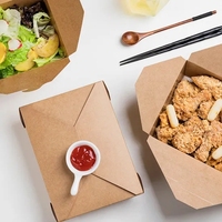 Boîtes alimentaires jetables en papier kraft de qualité alimentaire, contenants à lunch étanches pour salades, emballages rapides pour la restauration rapide