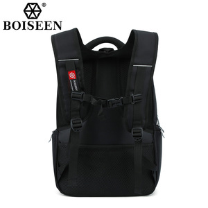 Boiseen Men's Laptop <b>Backpack</b> <b>Black</b> Waterproof Business Travel Shoulder Bag with Laptop Compartment Solid Color - Product Image 3