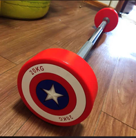 BLD Haltère fixe style Captain America, revêtement CPU, noyau en acier massif, poignée moletée antidérapante, unisexe, pour la maison et la salle de sport, 20 kg