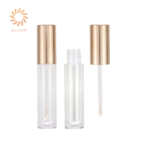 Contenant cosmétique personnalisé pour brillant à lèvres et rouge à lèvres liquide, en plastique cylindrique or rose, 5,5 ml, avec bouchon fileté, marque privée, OEM/ODM