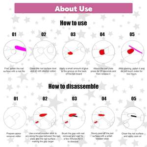 24 pezzi con punta a forma di cuore con perla a forma di cuore a forma di stella in acrilico per unghie a punta francese di colore corto rosa per donne nere (Star-Love) - Product Image 6