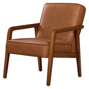 Sillón de Diseño Moderno de Mediados de Siglo, Color Marrón, <span class=keywords><strong>Individual</strong></span>, para Sala de Estar, Estilo Nórdico, Acogedor, de Tela, Cuero y Madera - Product Image 1