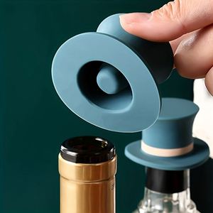 Food Grade Silicone Reusable Eco-Friendly Top-hat Shape <b>Wine</b> Bottle Stopper Leakproof with Tight Threaded Sealing - Product Image 3