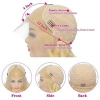 Perruques rose clair 13x4 avec fermeture frontale en dentelle, cheveux humains pré-épilés, cheveux vierges brésiliens, sans colle, perruques ondulées lâches