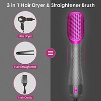 Sèche-cheveux brosse/peigne professionnel avec diffuseur 1100W, ionique, 3 réglages de chaleur et 2 vitesses pour hôtels, salons et usage domestique