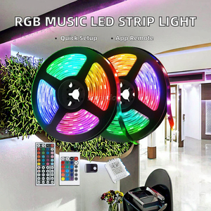 Striscia <span class=keywords><strong>LED</strong></span> <span class=keywords><strong>RGB</strong></span> 5050 <span class=keywords><strong>USB</strong></span> 12V con Controllo Remoto Musicale IP65 per Camera da Letto, Parete TV, Soggiorno e Decorazione Paesaggistica - Product Image 2